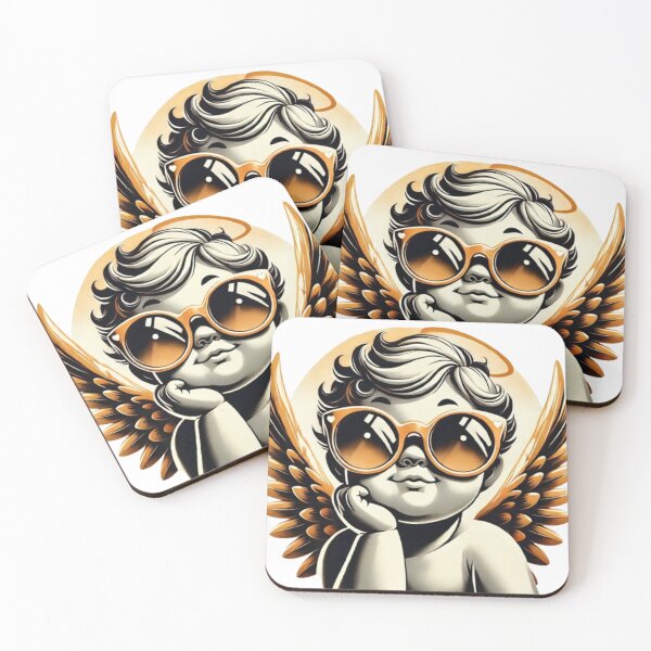 Item preview, Cool Angel with Sunglasses – Modern Retro Cherub Art designed and sold by GemBob Creations.
