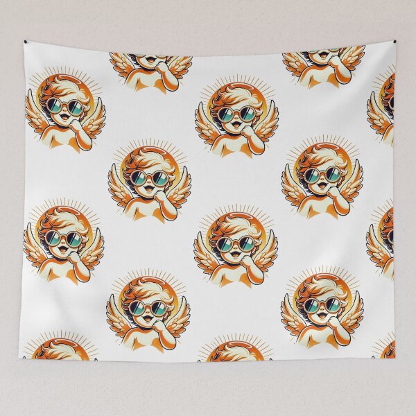 Item preview, Radiant Angel with Sunglasses – Fun and Vibrant Cherub Illustration designed and sold by GemBob Creations.