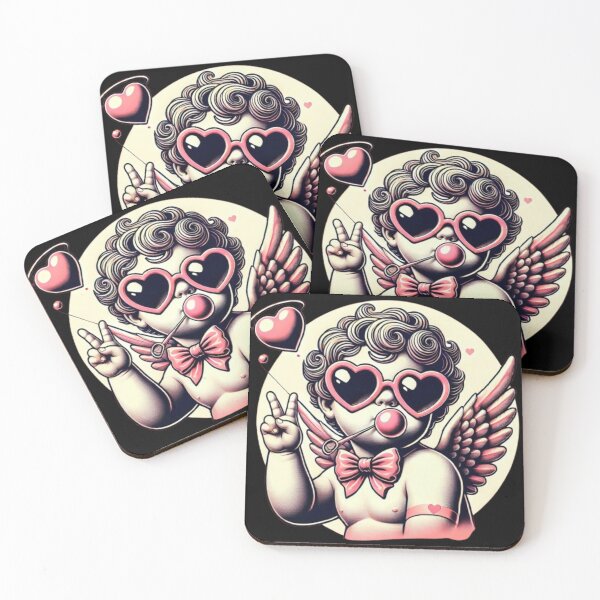 Item preview, Quirky Retro Cupid with Heart Glasses – Vintage Valentine Cherub Art designed and sold by GemBob Creations.