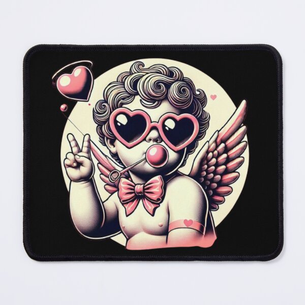 Item preview, Quirky Retro Cupid with Heart Glasses – Vintage Valentine Cherub Art designed and sold by GemBob Creations.