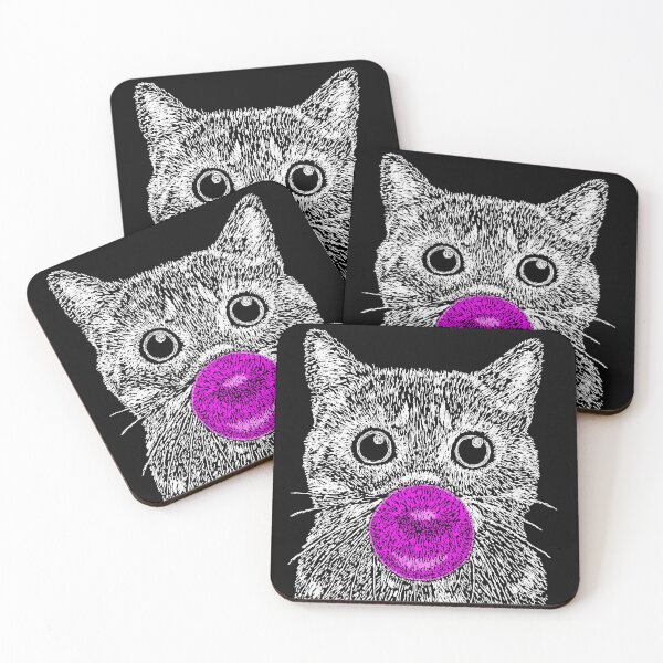 Item preview, Funny Cat Blowing Pink Bubble Gum Brush Strokes Post Impressionism designed and sold by ArtNoveltee.