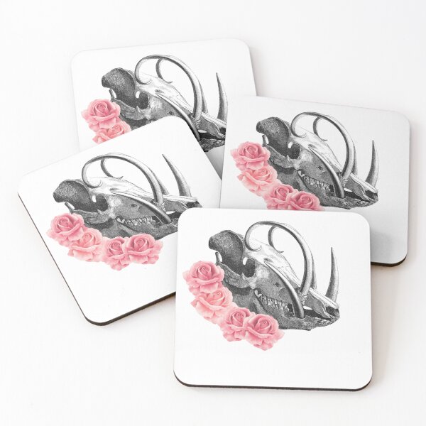 Item preview, Dino skull with roses designed and sold by smiledeer78.