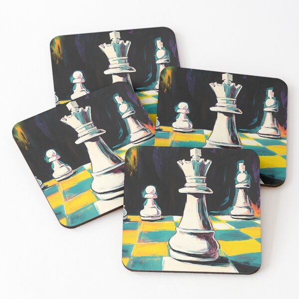 Item preview, Vibrant Chessboard with Bold White Pieces Energy and Dynamic Contrast Abstract Digital AI Art designed and sold by OlfactoART Studio.