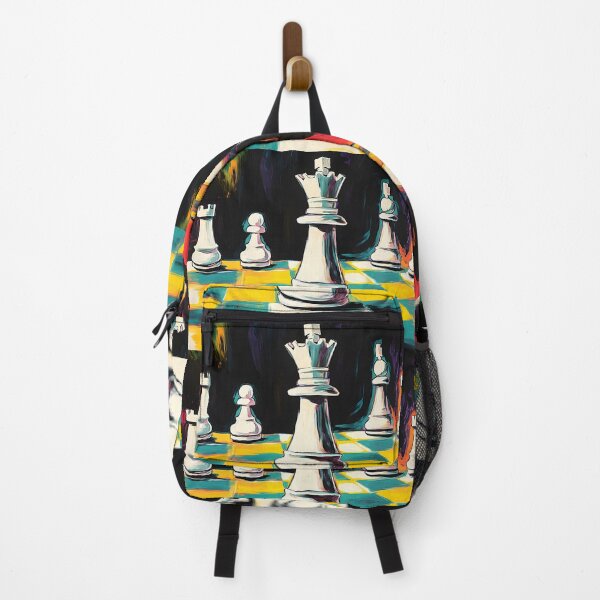 Item preview, Vibrant Chessboard with Bold White Pieces Energy and Dynamic Contrast Abstract Digital AI Art designed and sold by OlfactoART Studio.