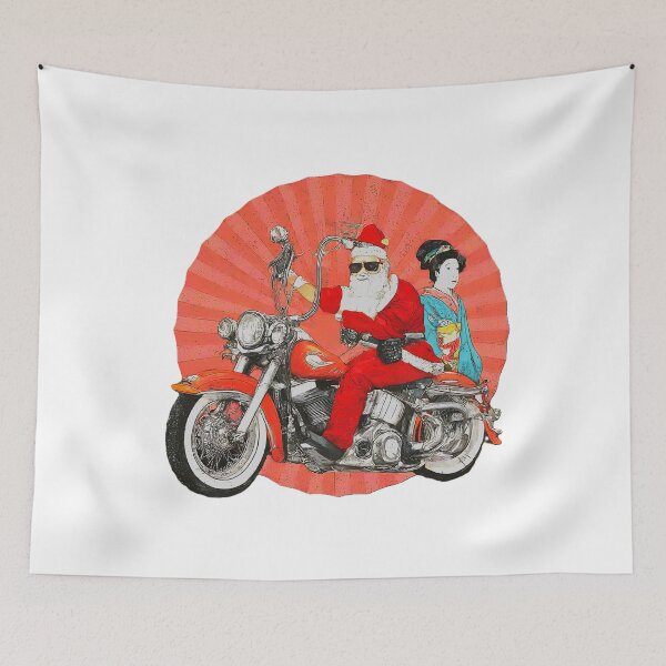 Item preview, Christmas Santa Claus Riding Motorcycle Retro Art, Cool Santa Claus , Unique Holiday , Festive Graphic designed and sold by Indyadizine.