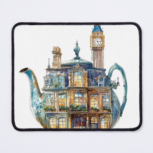 Item preview, Whimsical Teapot House with Big Ben designed and sold by FlyingDreamsArt.