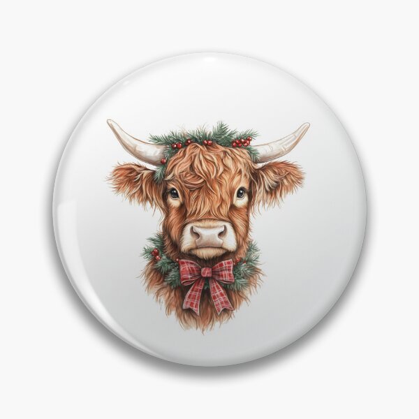 Item preview, Christmas Highland Cow, Christmas Highland Cow,Christmas Cow with bow designed and sold by Fine-Spot.