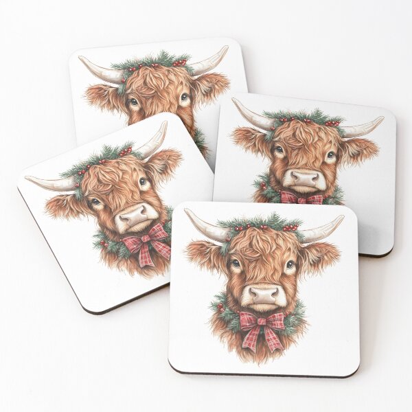Item preview, Christmas Highland Cow, Christmas Highland Cow,Christmas Cow with bow designed and sold by Fine-Spot.