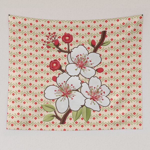 Item preview, Flower Embroidery on Geometric Pattern designed and sold by Ciervo Primavera.