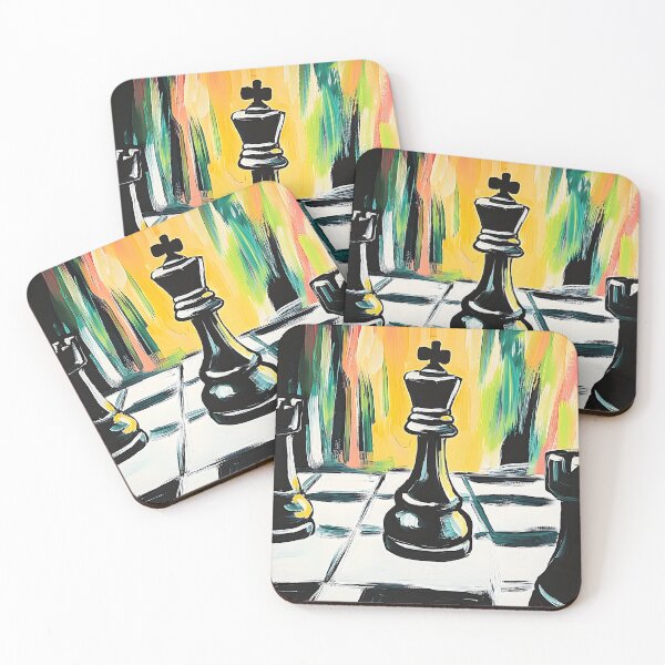 Item preview, Abstract Dynamic Chess Battle Black King and Rooks in Fiery Swirls of Color Generative AI Art designed and sold by OlfactoART Studio.