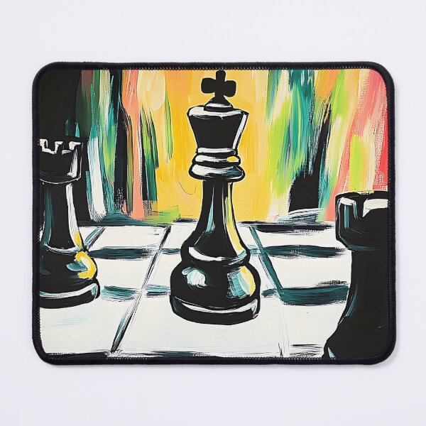 Item preview, Abstract Dynamic Chess Battle Black King and Rooks in Fiery Swirls of Color Generative AI Art designed and sold by OlfactoART Studio.