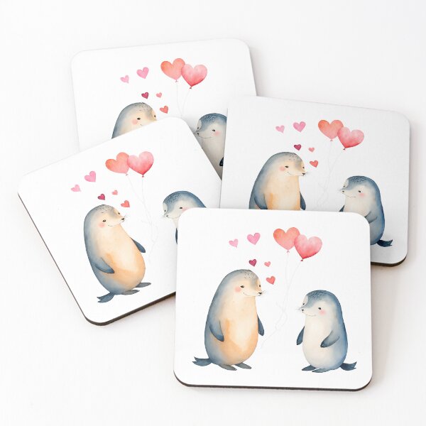 Item preview, Watercolor seal family, watercolor seals, valentine day, love, adorable animals designed and sold by Victoria Riabov.