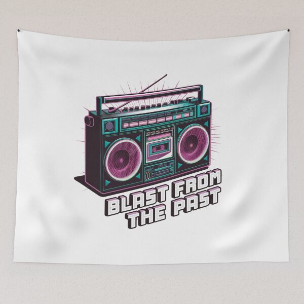 Item preview, Retro Boombox with Neon Speakers - "Blast From The Past" 80s 90s Vibe designed and sold by InkBlvd.