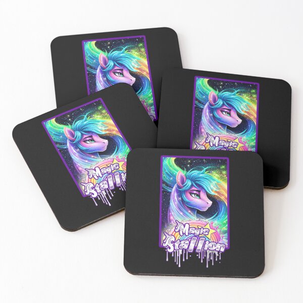 Item preview, MAGIC STALLION - RAINBOW SPACE DUST (BLACK) designed and sold by Dolls X Beauty.