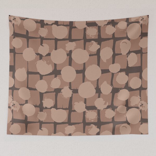 Item preview, Mocha Mousse Warm Brown Blocks and Dots Hand Painted Surface Pattern designed and sold by Valerie Englehart.