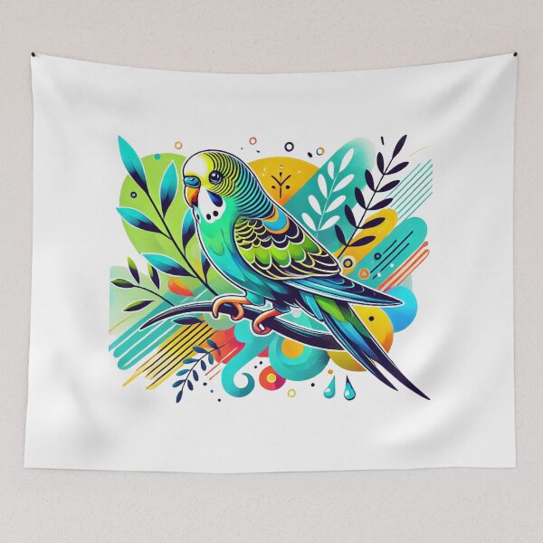 Item preview, One Green and Blue Budgie designed and sold by KittyKatto.