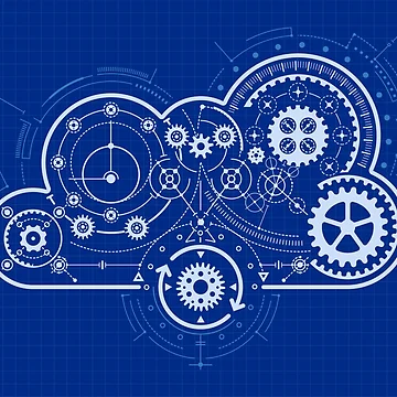 Artwork thumbnail, cloud computing technology cloud shape blueprint element by NiamLab