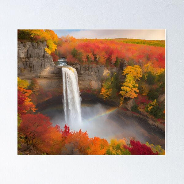 Aperçu de l'œuvre Éclat de la cascade d'automne créée et vendue par NihonKamonScape.