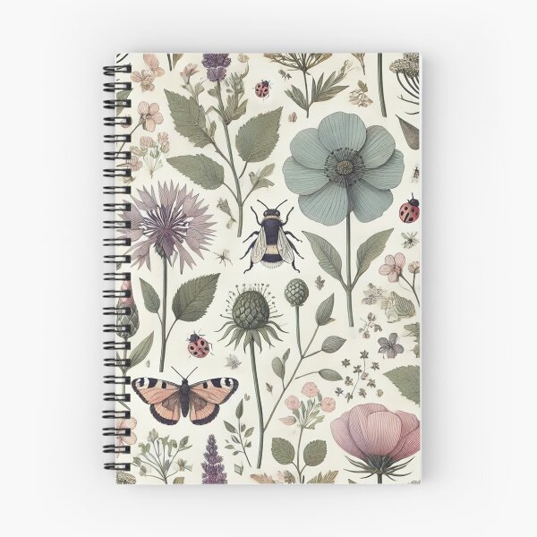 Item preview, Seamless Wildflower and Nature Pattern with Delicate Insects designed and sold by KittyKatto.