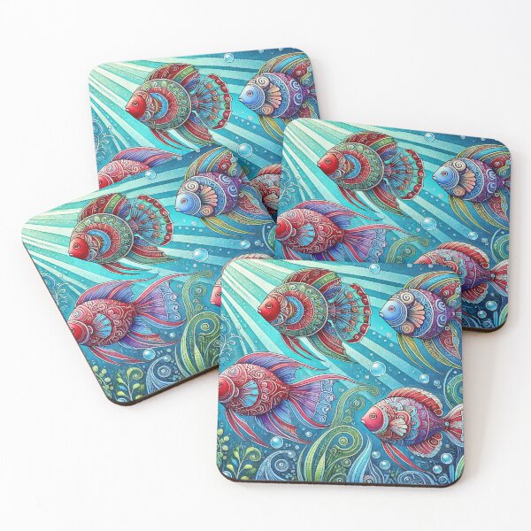 Item preview, Colorful Fish Swimming in Vibrant Underwater Scene - Ocean Life Art Design designed and sold by Zeeshankhan1345.