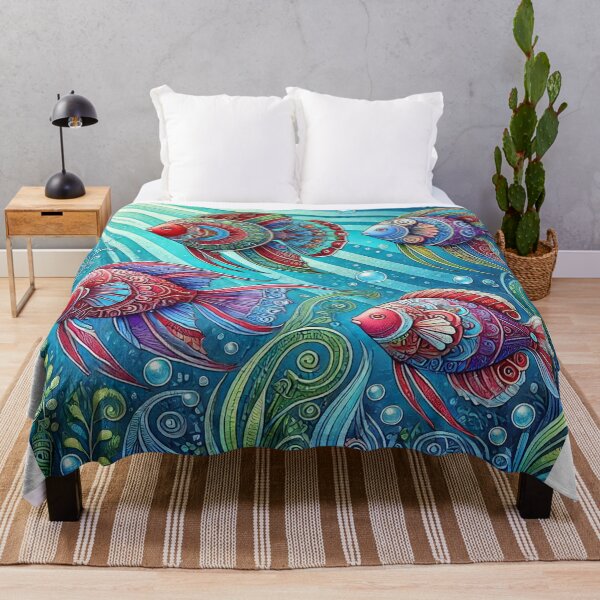 Item preview, Colorful Fish Swimming in Vibrant Underwater Scene - Ocean Life Art Design designed and sold by Zeeshankhan1345.