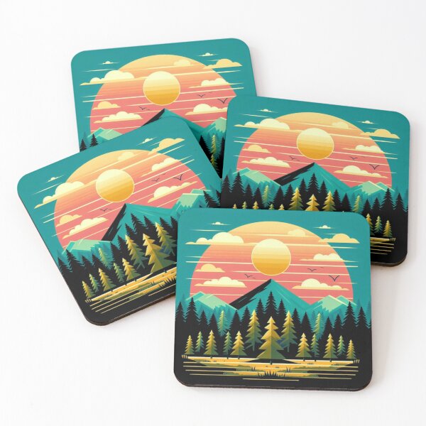 Item preview, Sunset Mountain trees minimalistic designed and sold by Kalpa.