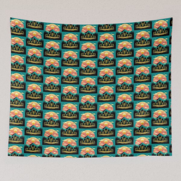 Item preview, Sunset Mountain trees minimalistic designed and sold by Kalpa.