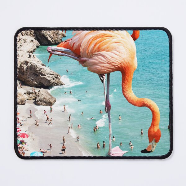 Item preview, Flamingos on the Beach, Wildlife Surrealism Birds, Nature Flamingo Fantasy Beach Summer Photography designed and sold by 83oranges.com.