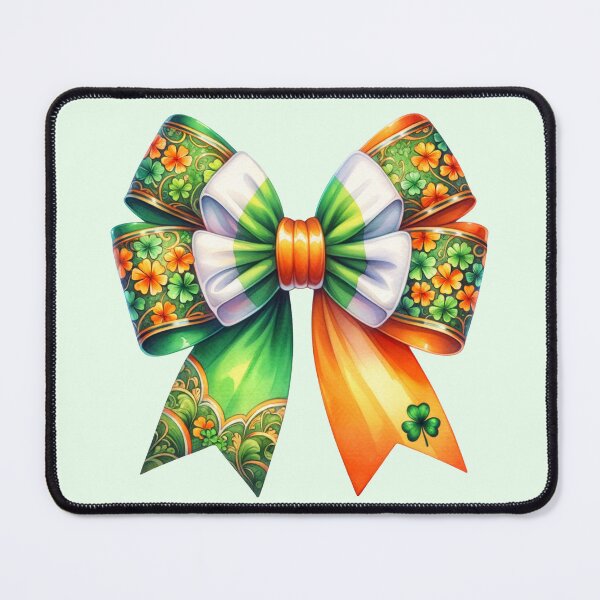 Item preview, Irish Pride Watercolor Bow with Shamrocks and Festive Colors designed and sold by MegHillStudio.