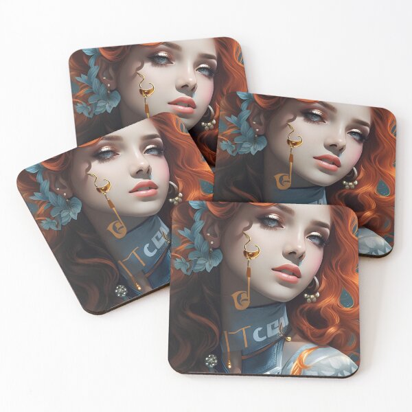 Item preview, red-haired woman with blue flowers designed and sold by Mido-artister.