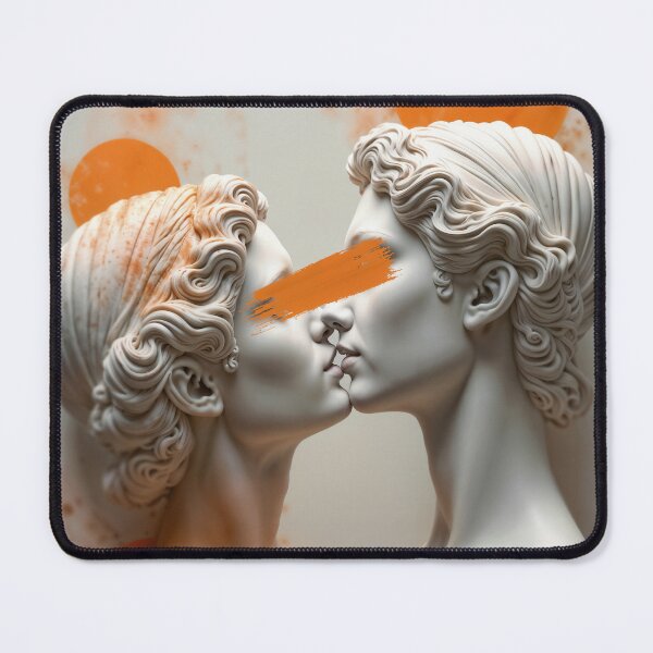 Item preview, Kiss | Graphic collage with sculptures of two kissing figures. designed and sold by Poster Territory.