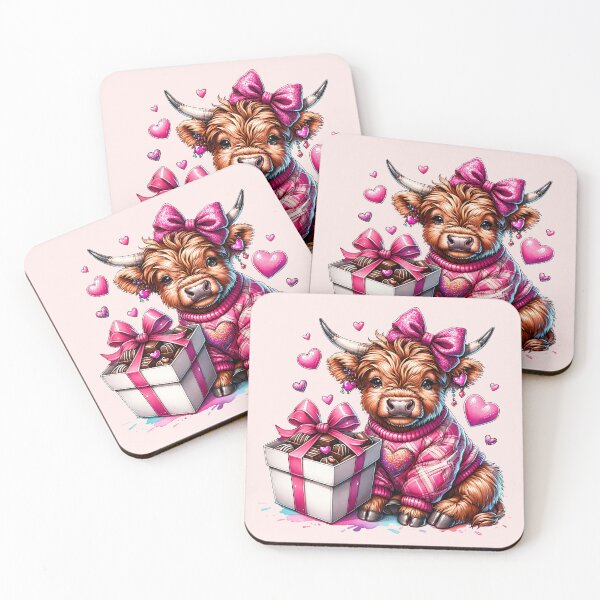 Item preview, Valentine’s Day Highland Cow with Chocolate Gift Box - Adorable Romantic Art designed and sold by MegHillStudio.