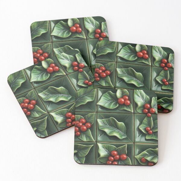 Item preview, Christmas 9:16 – 3D ceramic tiles with holly design (4/4) designed and sold by sabantha.