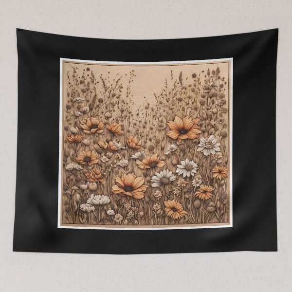 Item preview, Wildflowers pyrography designed and sold by Monika Turemka.