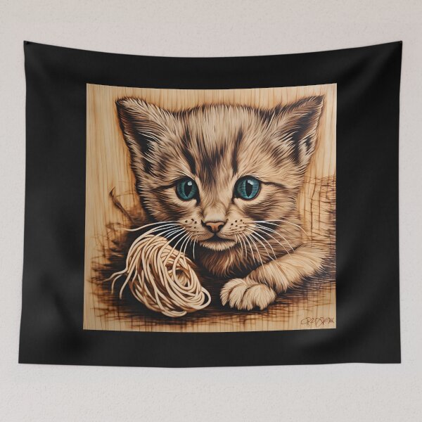 Item preview, Cute Cat Pyrography designed and sold by Monika Turemka.