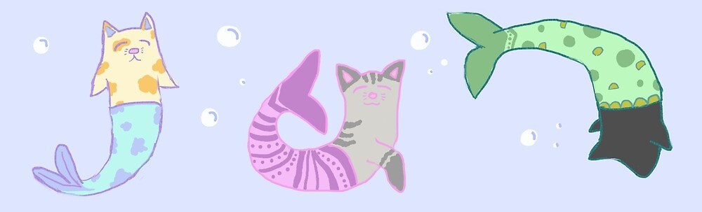 "Cute Cat Mermaids" by magpolinius | Redbubble