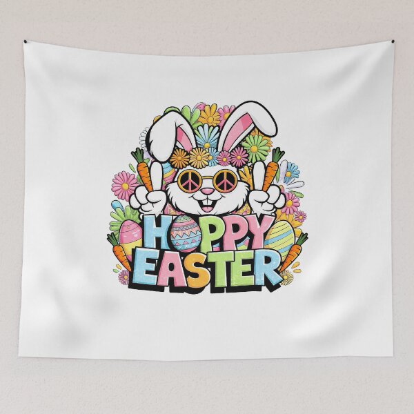 Item preview, Hoppy Easter Bunny, Easter Bunny With Peace Sign Clipart designed and sold by Pechkinpavelpas.