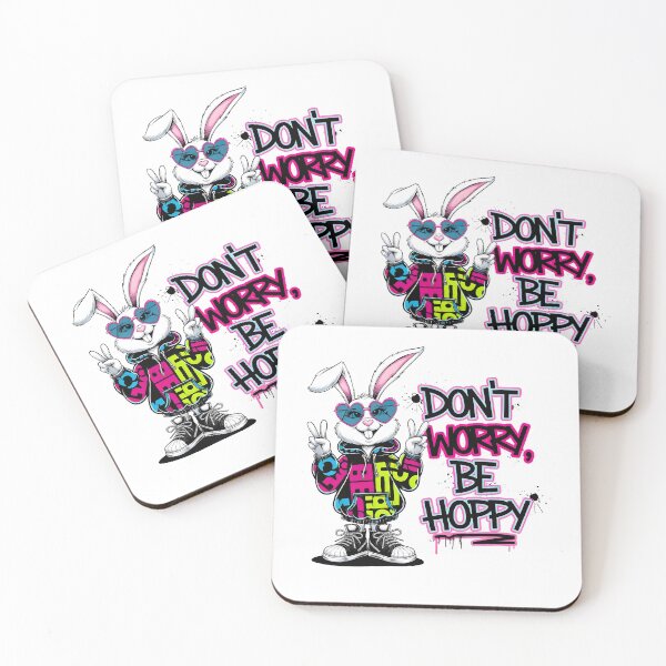 Item preview, Don't Worry Be Hoppy Bunny, Hipster Easter Bunny designed and sold by Pechkinpavelpas.