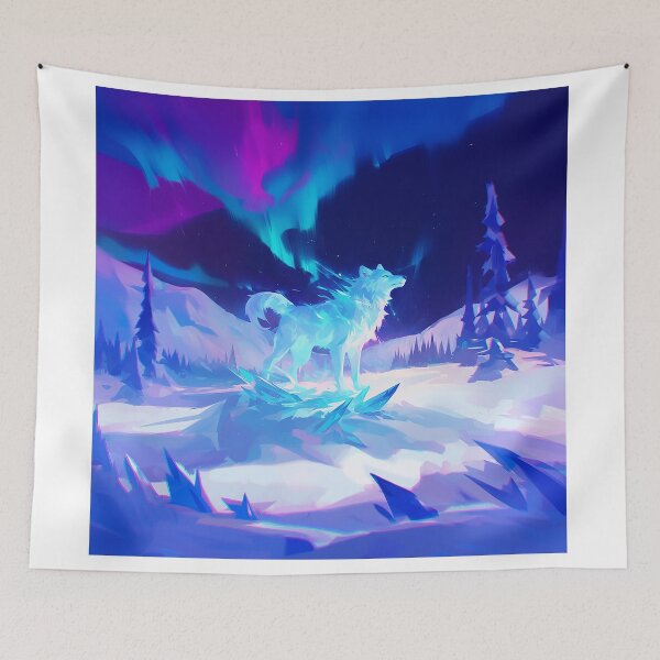 Item preview, Majestic Ice Wolf with Aurora Borealis designed and sold by Christian Weiss.