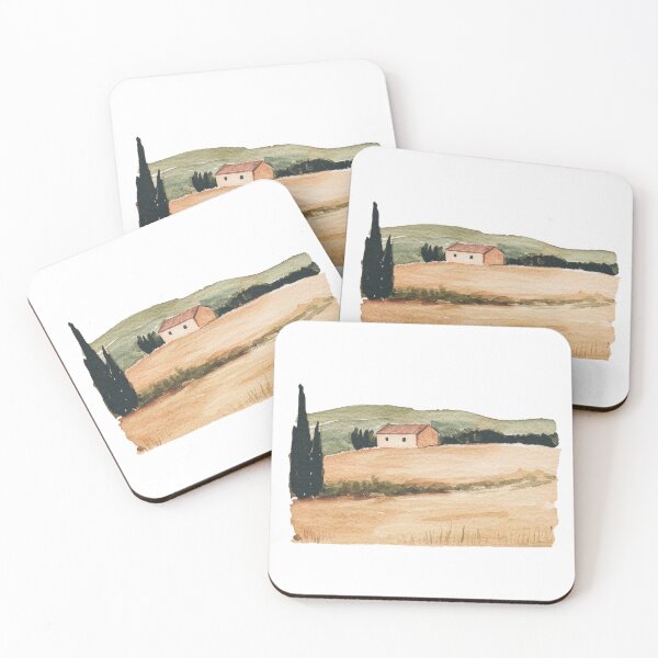 Item preview, Watercolor Italian Farmhouse Landscape Art Print designed and sold by Michele Lobgianizze.