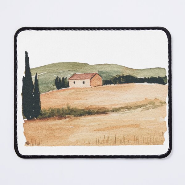 Item preview, Watercolor Italian Farmhouse Landscape Art Print designed and sold by Michele Lobgianizze.