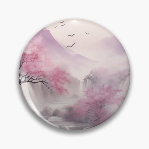 Item preview, Waterfall with pink trees painting designed and sold by anytka.