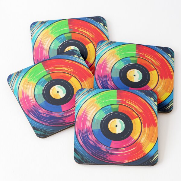 Item preview, Colorful vinyl record on black background designed and sold by anytka.