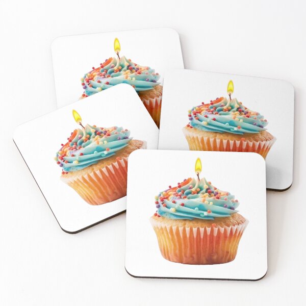 Item preview, Sweet colorful birthday cupcake with candle  designed and sold by MiraCleAI.