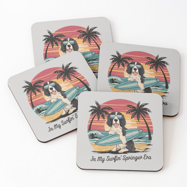 Item preview, Surfing Dog Beach Vibes - Retro Sunset Design designed and sold by love3617.