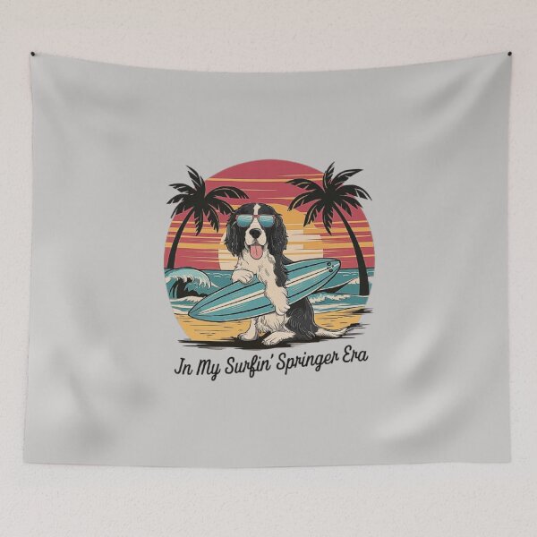 Item preview, Surfing Dog Beach Vibes - Retro Sunset Design designed and sold by love3617.