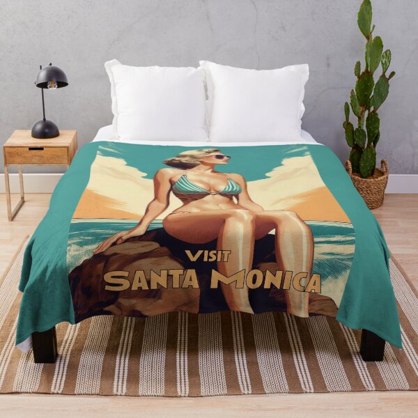 Artikelvorschau, Santa Monica Reiseplakat im Retro-Stil entworfen und verkauft von Boxing Kangaroo Retail Company.