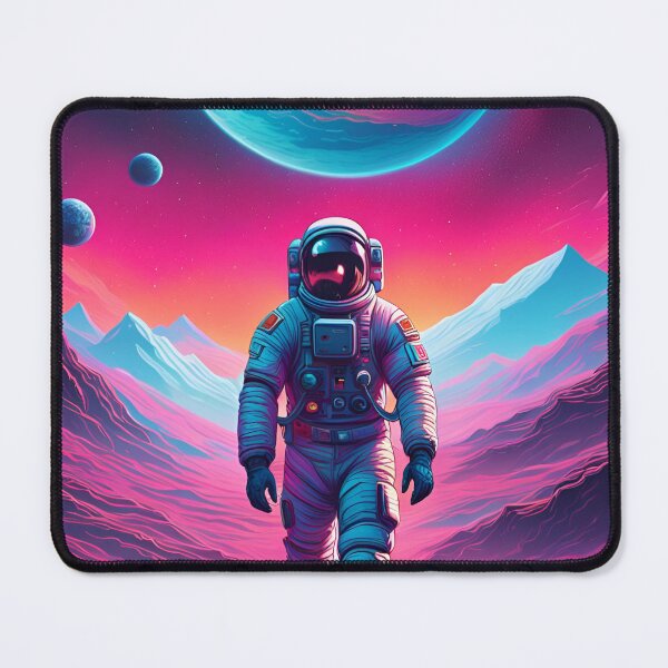 Item preview, Astronaut on an alien planet with sunset, other planets and mountains in the background designed and sold by SynthstarShop.