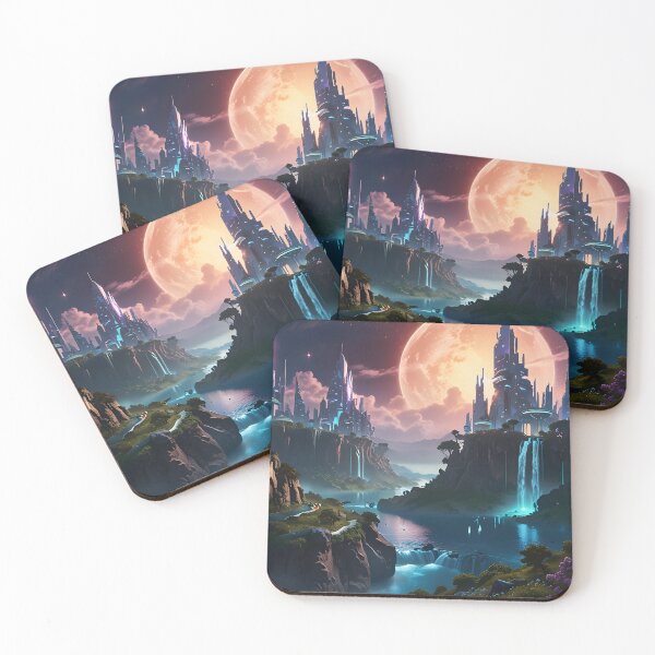 Item preview, Majestic sci-fi tower moon night designed and sold by ArtbySameer.