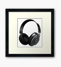 Black headphones Framed Print